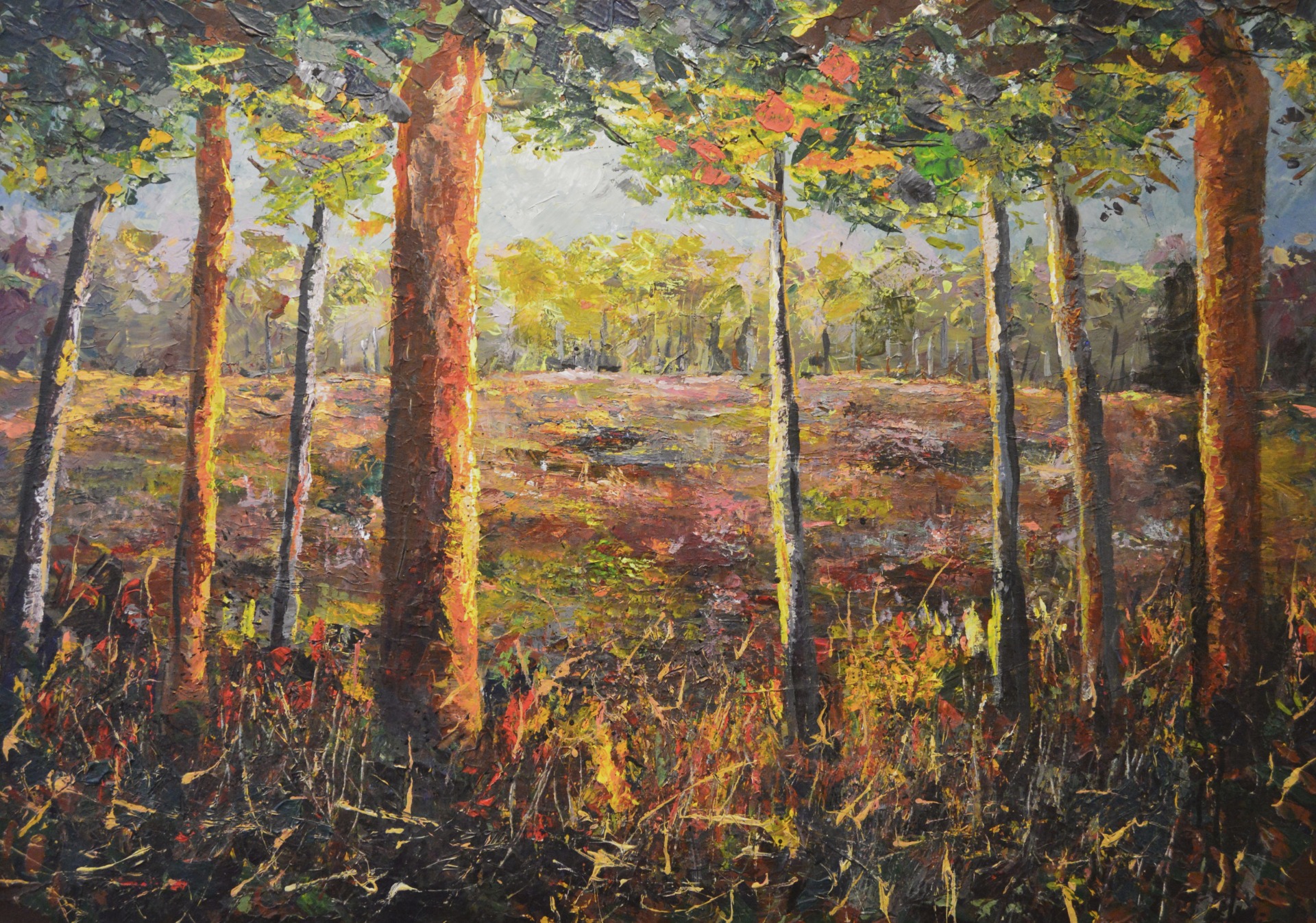 SUOLLA | 1300,00€    112 x 83 cm, öljy, akryyli ja muste, kovalevylle, kehystetty