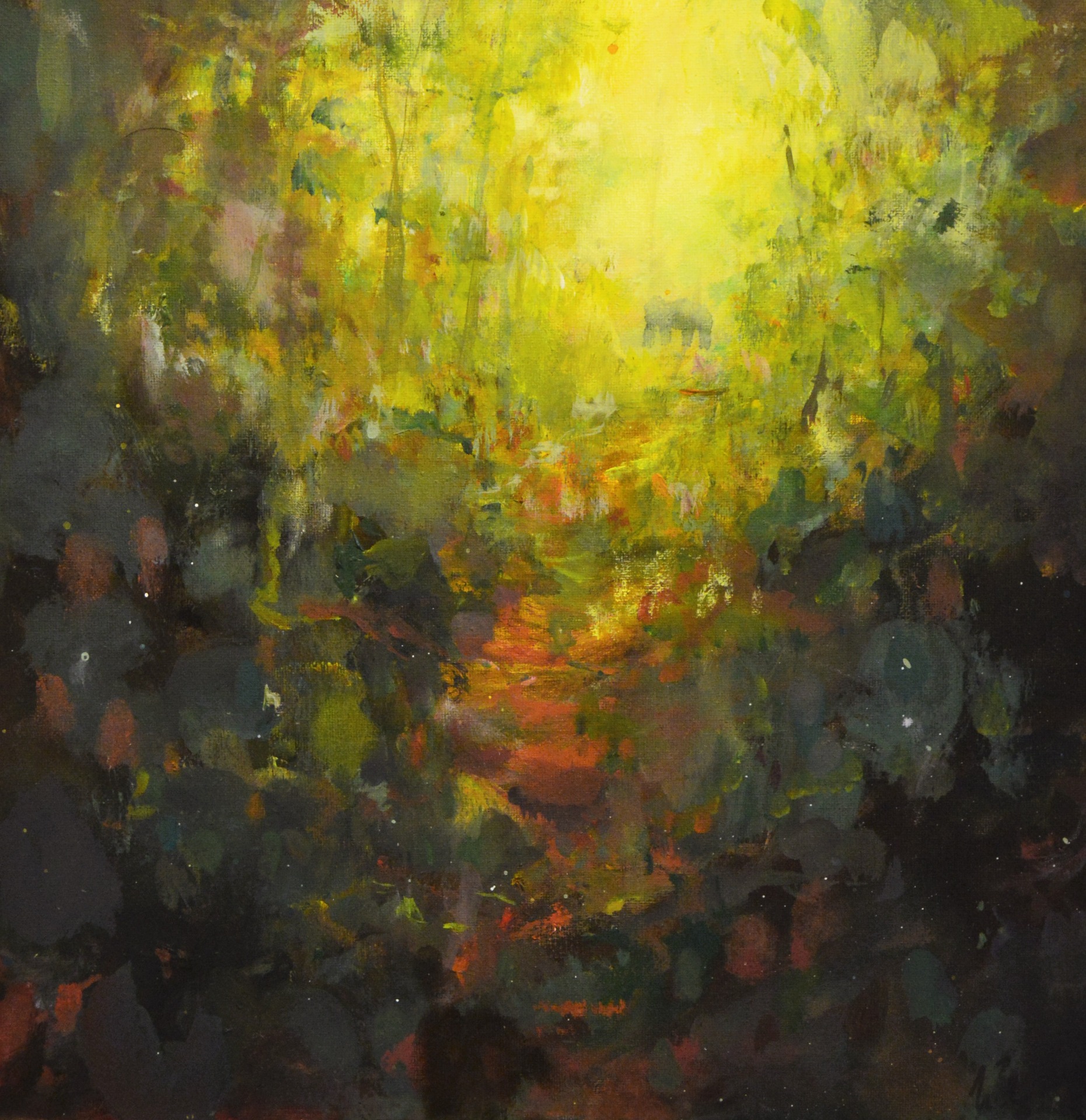 VASTAANTULIJA |  MYYTY 350,00€    40 x 43 cm, akryyli ja öljy
