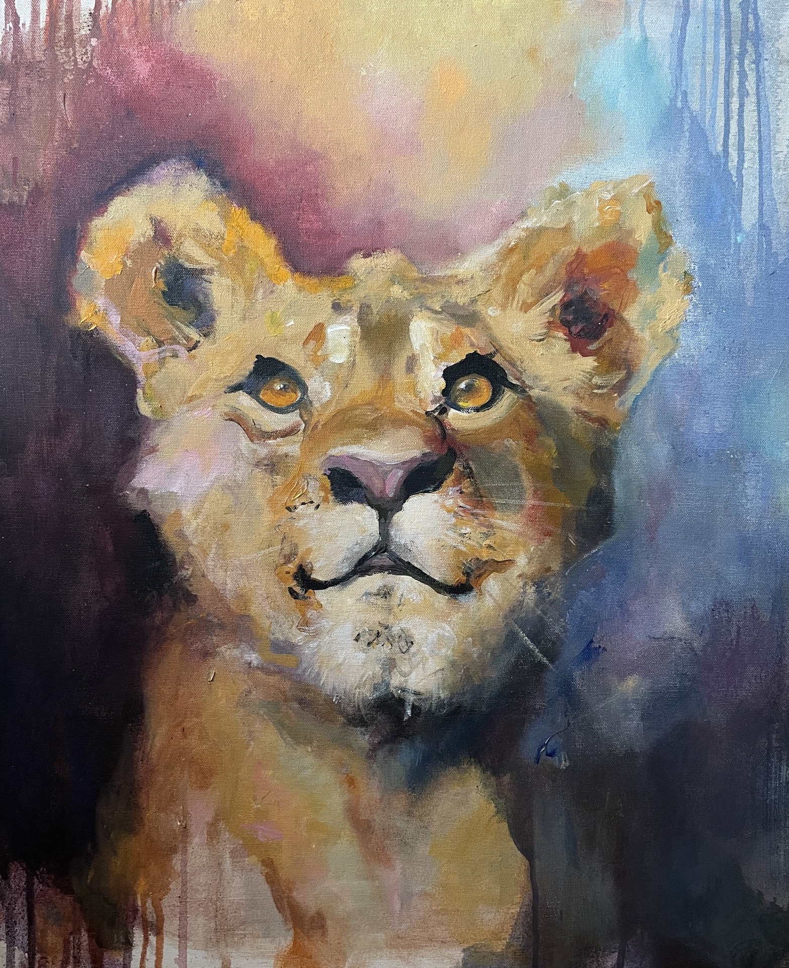 LEIJONAN PENTU|  MYYTY 620,00€    50 x 70 cm, akryyli ja öljy